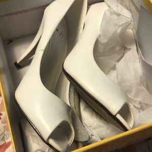White high heel open toe size 6